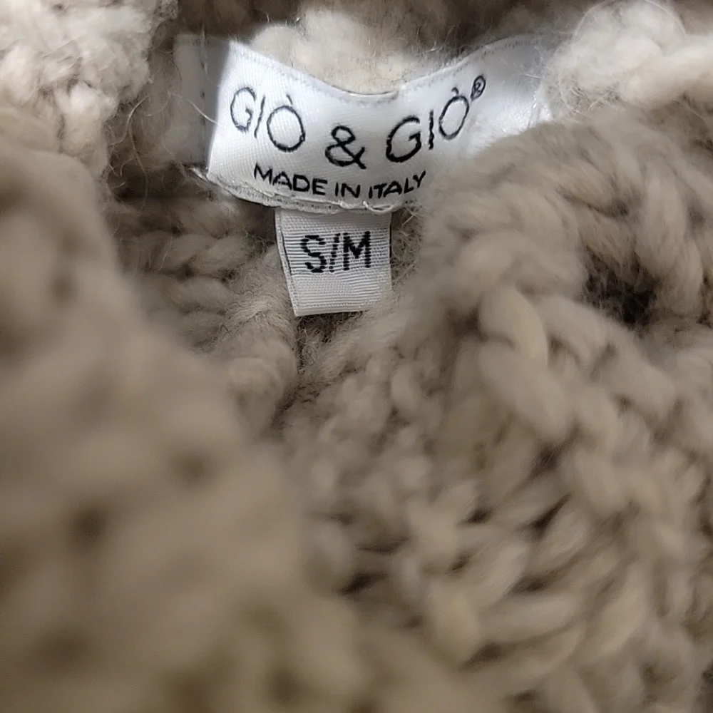 Gio Gio Poncho Sweater‎ Womens Small Medium Beige Knit Pullover Made In Italy